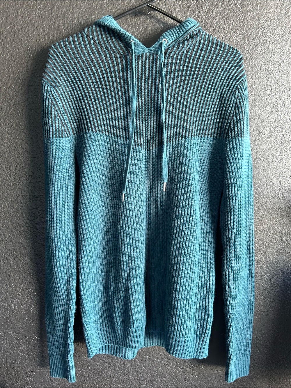 INC International Concepts Teal Ribbed Crewneck Hoodie Sweater